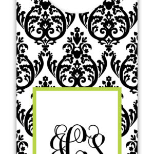 Wine Tags - Madison Damask White w/Black